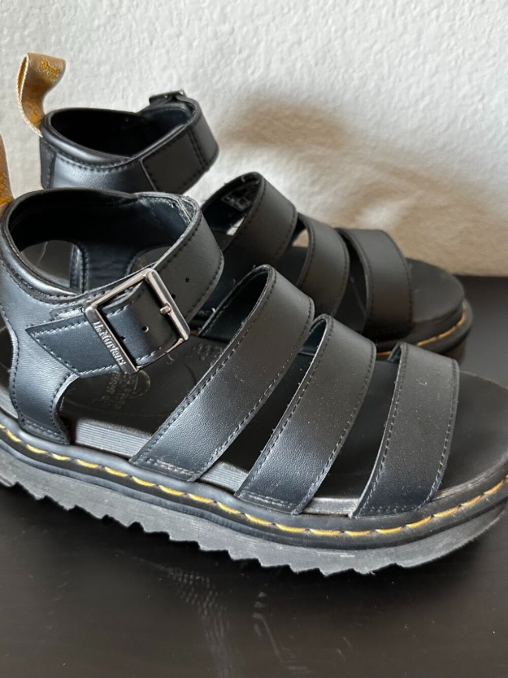 Dr Martens Black Platform Sandals Triple Strap Size 6